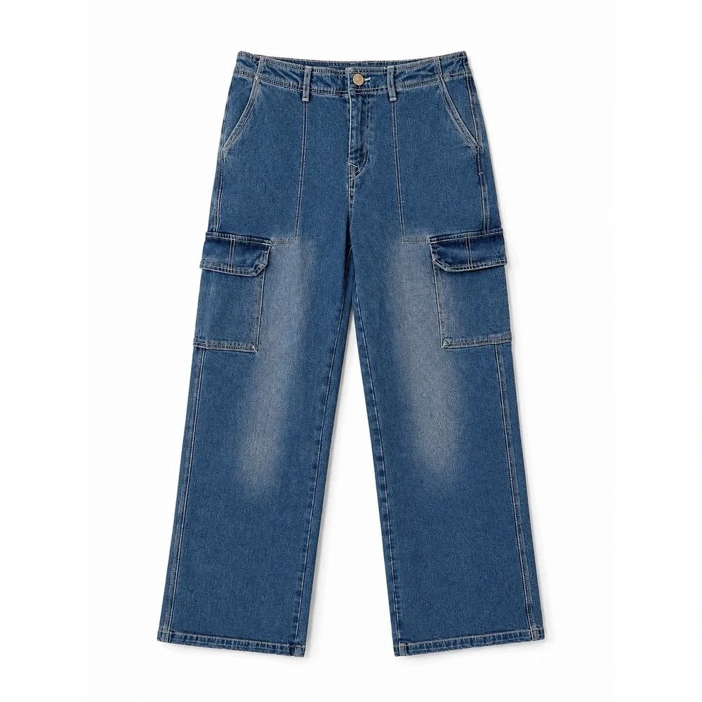 True Religion Mens Cargo Jeans Medium‎ Wash Wide Leg Denim Size 30